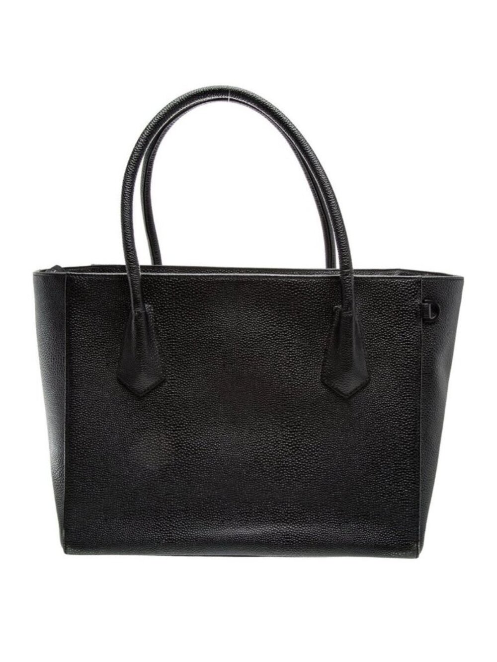 dagne dover Authentic Solid Black Pebble Leather Large Tote Bag